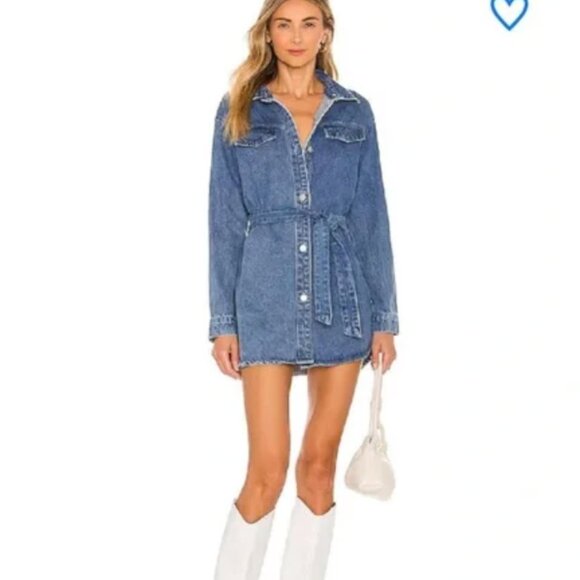 Superdown Oversized Denim Shirt Jacket Size Small Light Wash Casual Layering - Picture 1 of 5